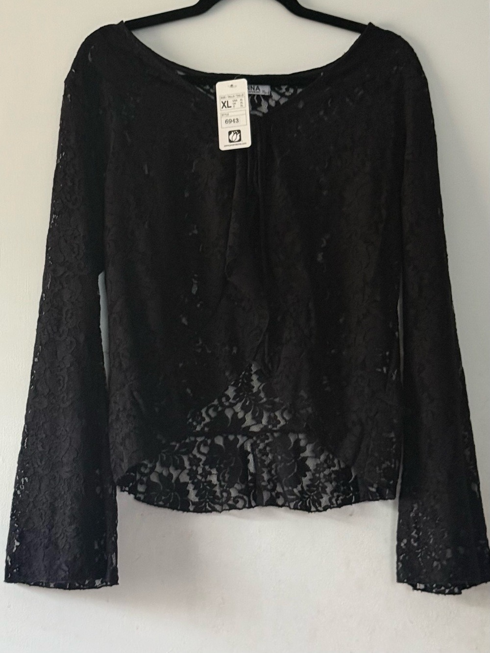 NWT Jon & Anna Black Lace Cardigan XL Sheer Whimsigoth Tie Front Top Romantic